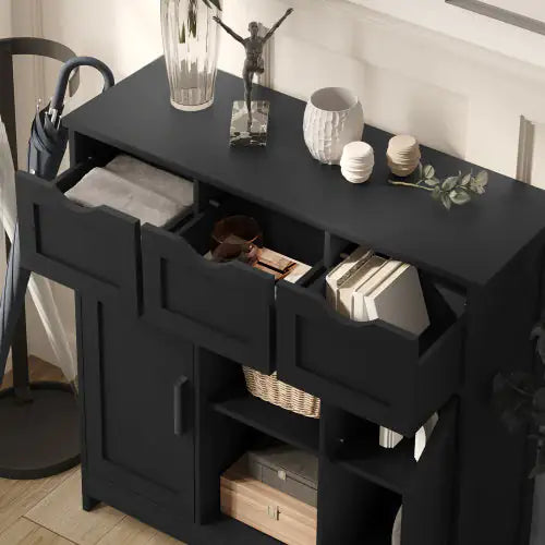 Style Loft Collection Versatile Black Storage Cabinet with Shelves and Drawers