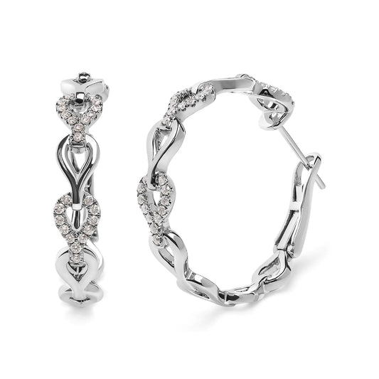 Style Loft Collection Open Link 14K White Gold 1/2 Ctw Diamond Hoop Earrings (G-H Color, SI1-SI2 Clarity)