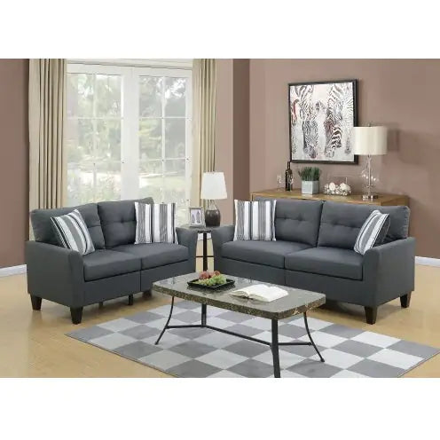 Style Loft Collection Solid Pine Charcoal 2pc Living Room Furniture Set