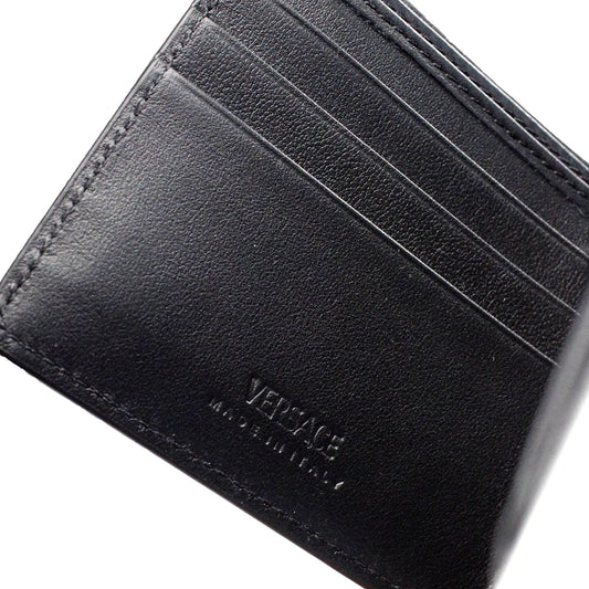 Style Loft Collection x Versace La Medusa Silver Metallic Smooth Leather Bifold Wallet