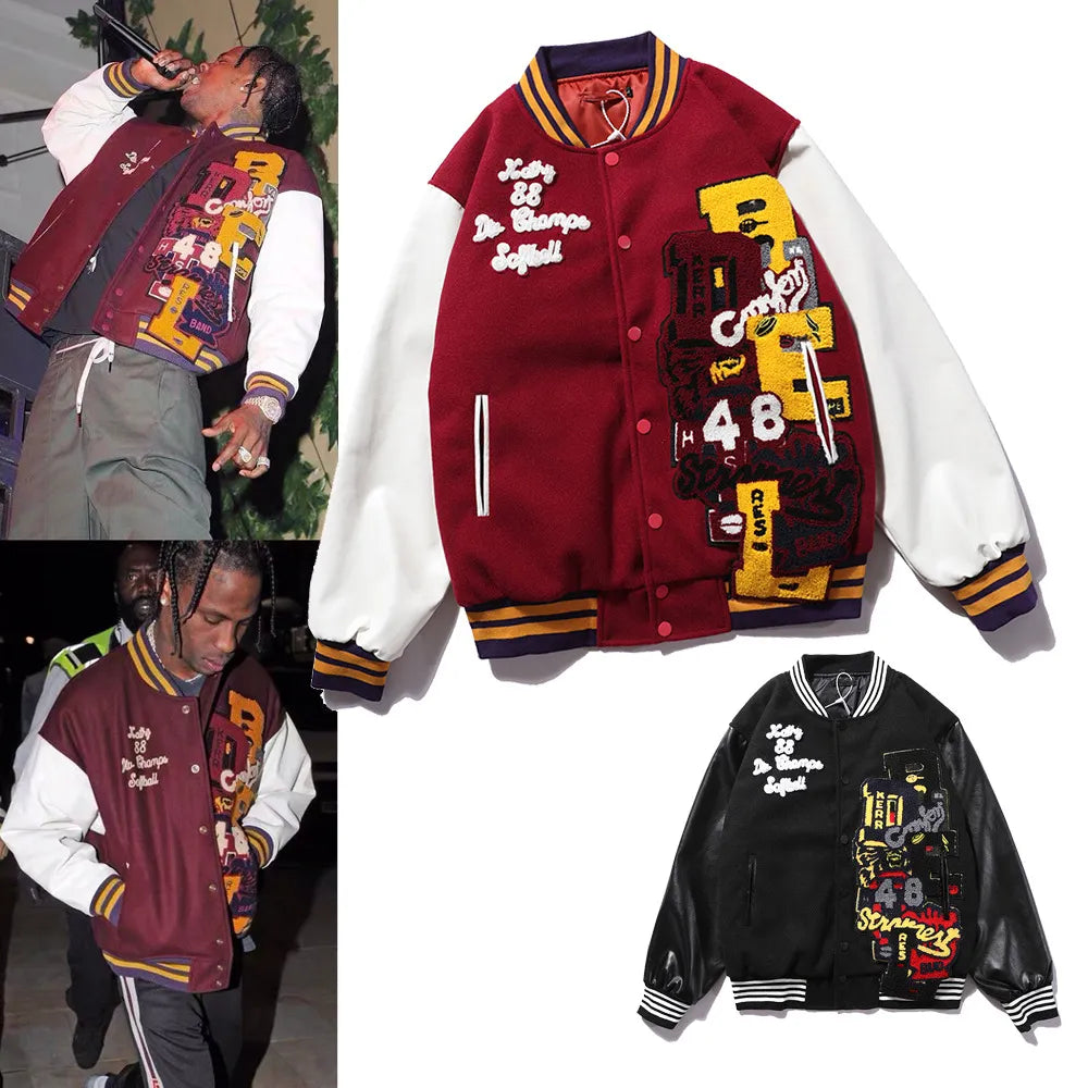 Style Loft Collection Tappahannock Embroidered Woolen Leather Baseball Jacket