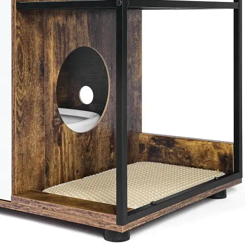 Style Loft Collection Dual Cat Litter Box Cabinet in Rustic Brown