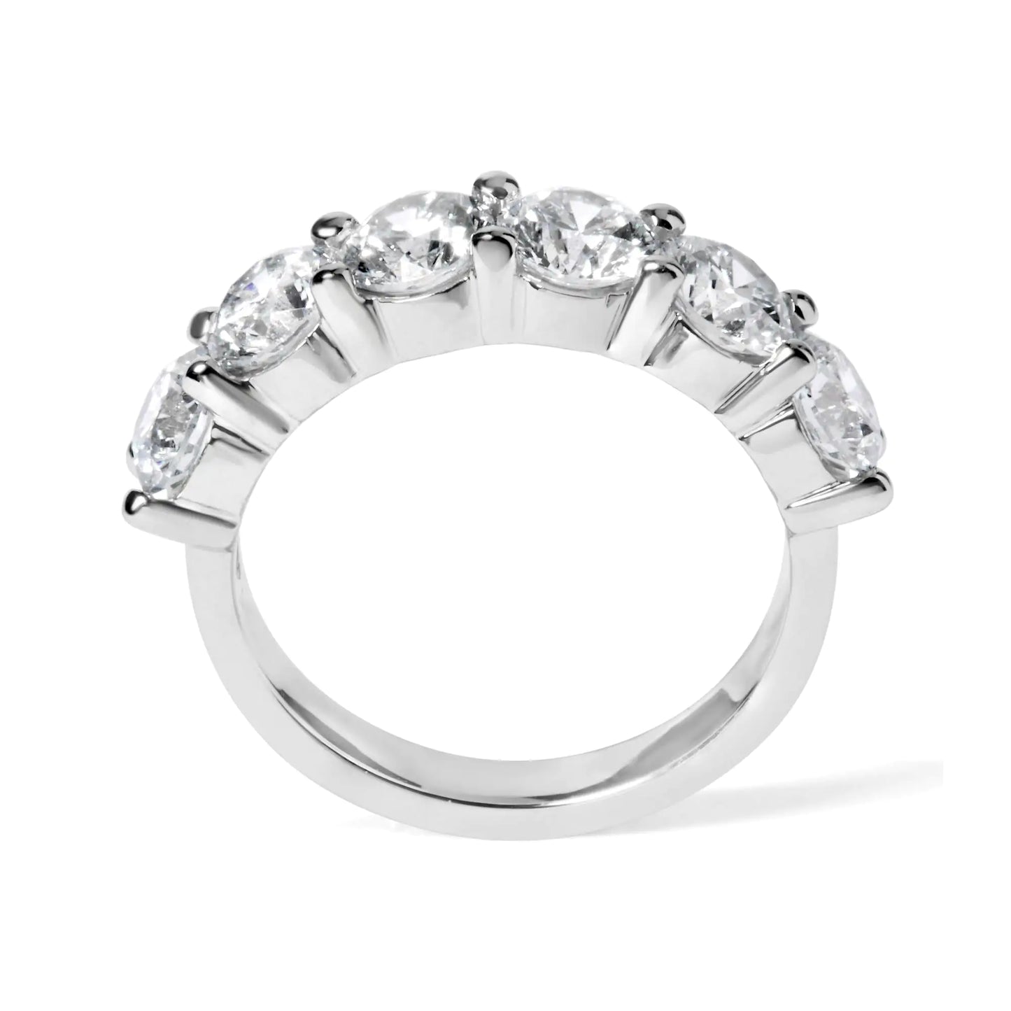 Style Loft Collection Band Ring 14K White Gold 3.0 Ctw Lab-Grown Diamond Shared Prong Set 6 Stone (G-H Color, VS2-SI1 Clarity)
