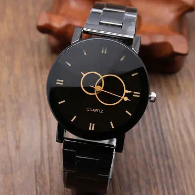 Style Loft Collection Black and Steel Band Couples Watch