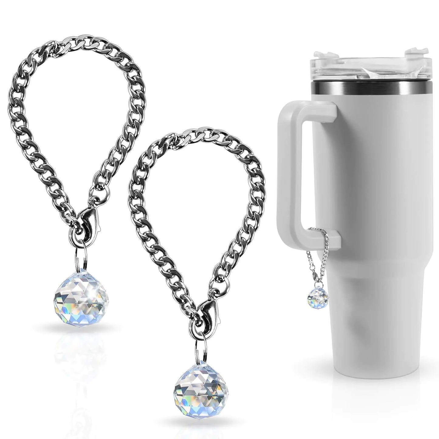 Style Loft Collection Stanley Cup Charms Cup Pendant Decoration for Personalized Stanley Cup Handle Charm Crystal Ball Shape 2PCS.