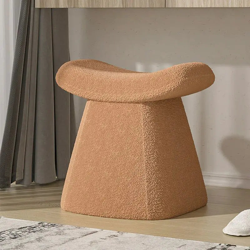 Style Loft Collection Plush Cashmere and Solid Wood Minimalist's Dream Vanity Stool