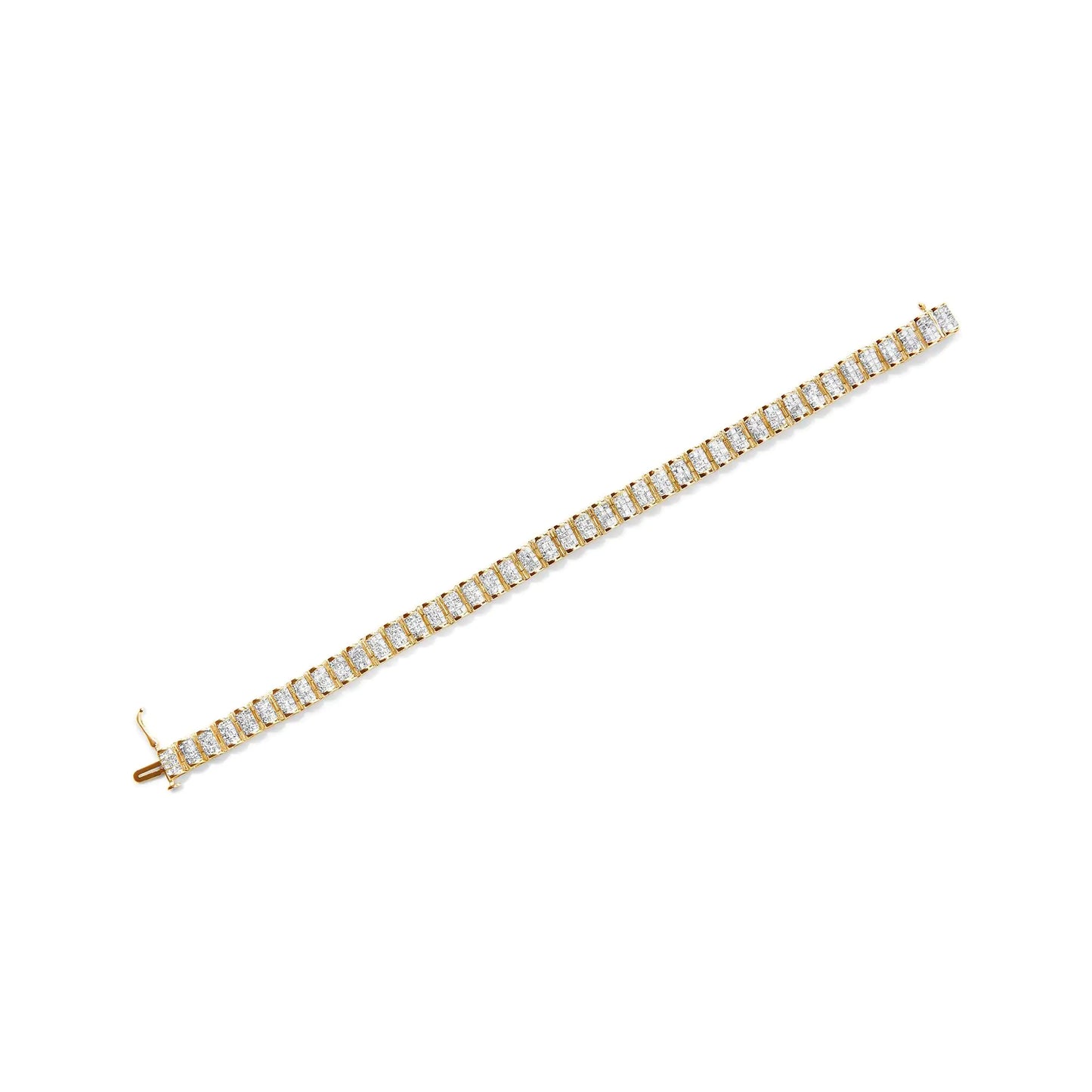 Style Loft Collection 14K Gold 5.00 Ctw Square Princess Cut White Diamond Rectangular Invisible Set Link Tennis Bracelet (H-I Color, SI2-I1 Clarity) - 7.25” Inches