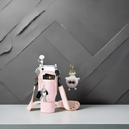 Style Loft Collection Water Bottle Holder with Strap Stanley Bag/Stanley Cup Holder with Strap for Stanley Quencher H2.0 40 oz Tumbler Accessories with Coal Ball Pendant & Carabiner Stanley Cup Accessories