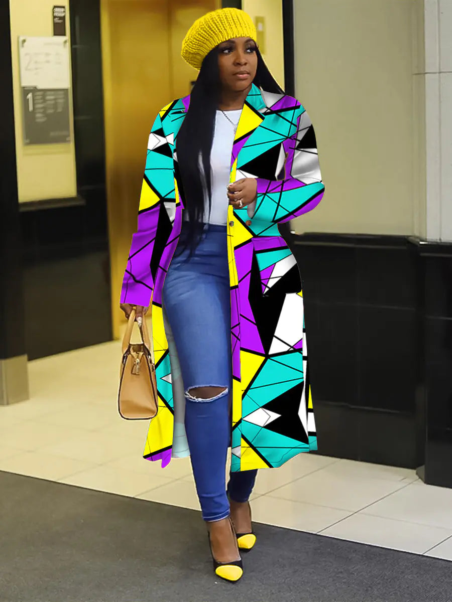 (.12) Style Loft Collection Long Sleeve African Trench Coat