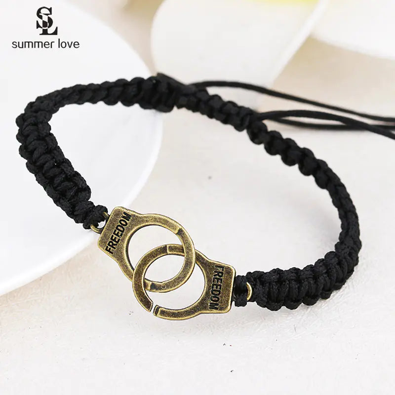 Style Loft Collection Handmade Braided Rope Cuff Linked Couples Bracelet