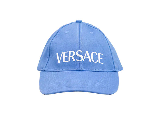 Style Loft Collection x Versace Sky Blue Cotton Embroidered Logo Adjustable Baseball Hat