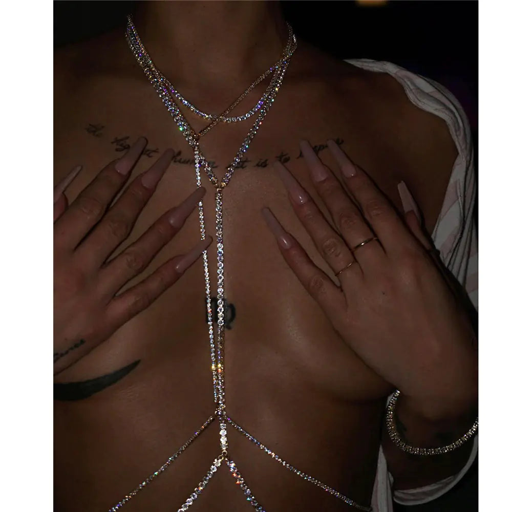 Style Loft Collection Rhinestone Bikini Chest Chain