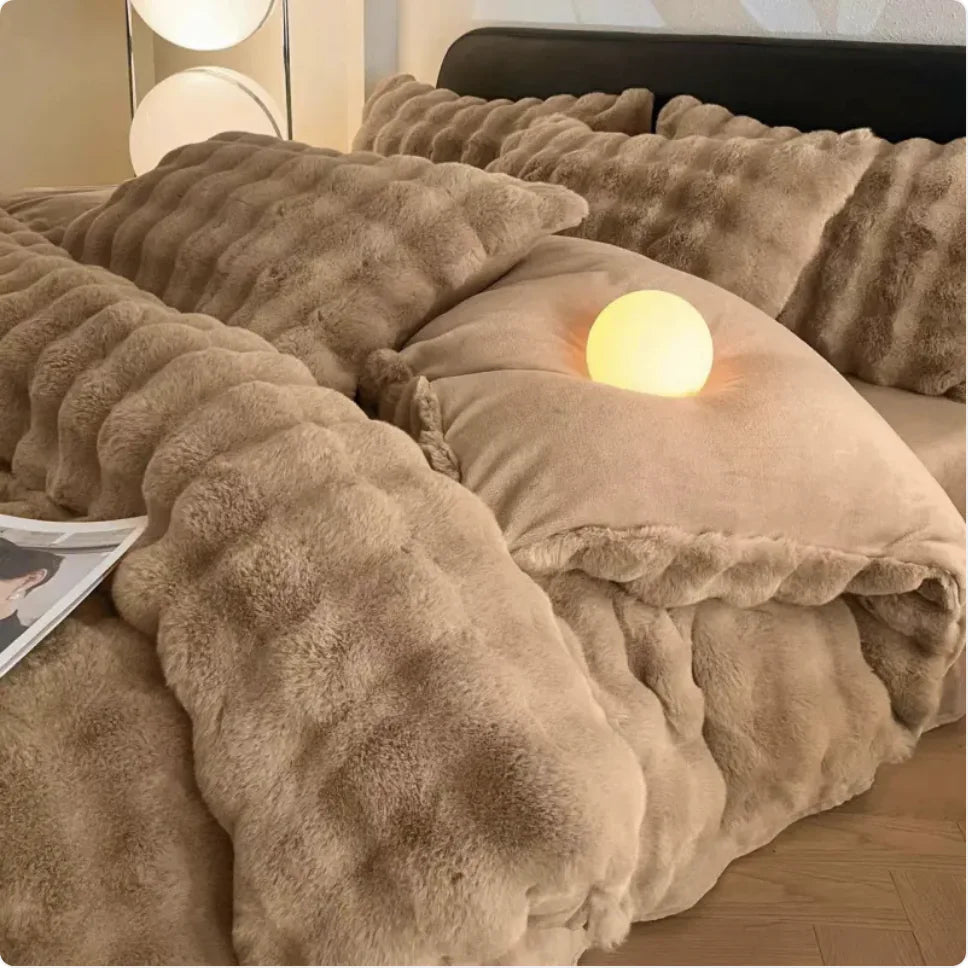 Style Loft Collection Hyper-Plush Thermal Coral Fleece 4-Piece Bedding Set