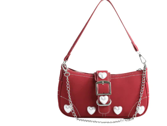 Style Loft Collection Red Baguette Love Mahjong Shoulder Bag