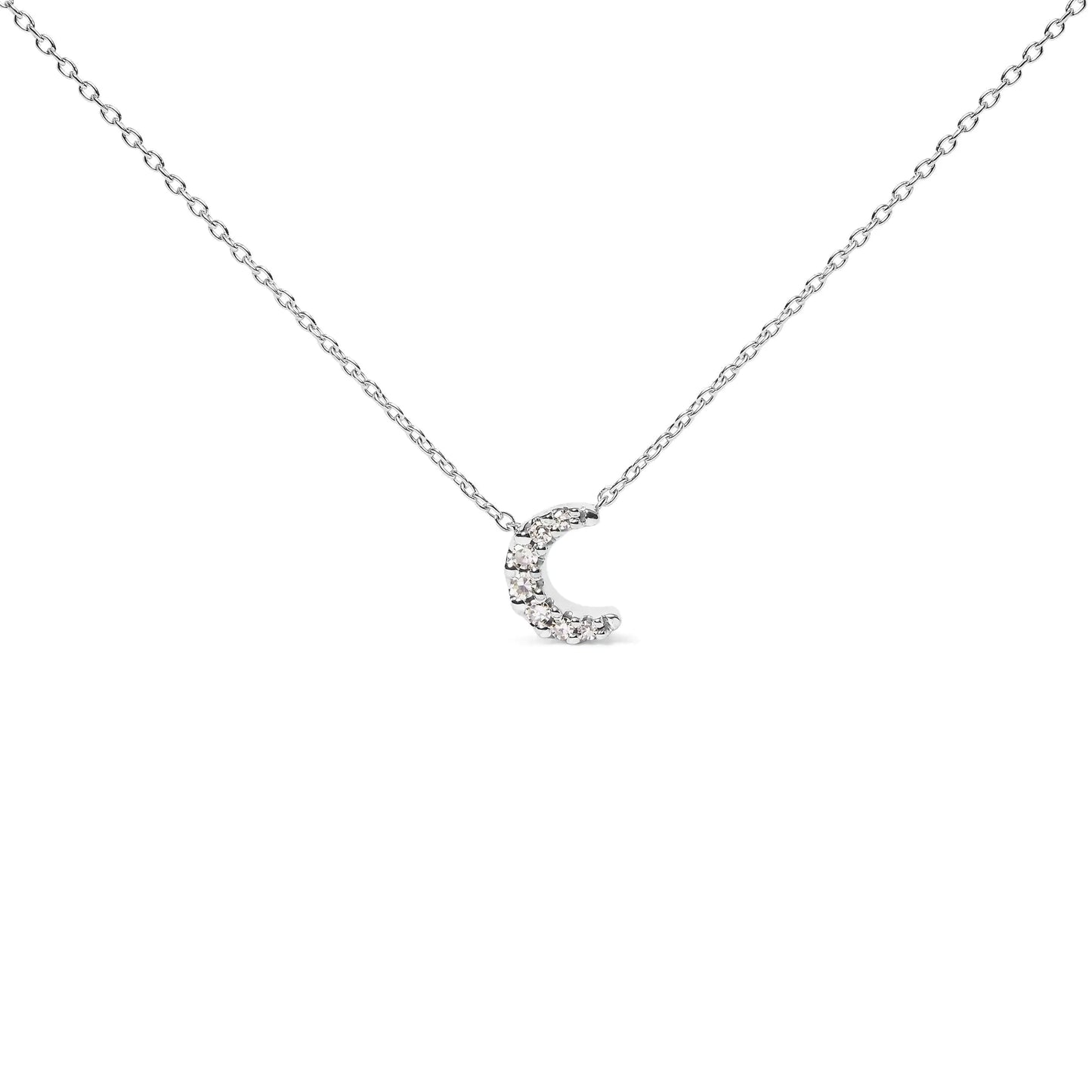 Style Loft Collection Crescent Moon Shaped 10K White Gold Diamond Accented 18" Inch Pendant Necklace (H-I Color, I1-I2 Clarity)