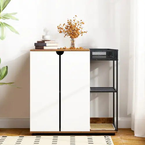 Style Loft Collection Dual Cat Litter Box Cabinet in Rustic Brown