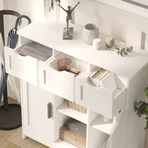Style Loft Collection Versatile White Storage Cabinet with Shelves and Drawers