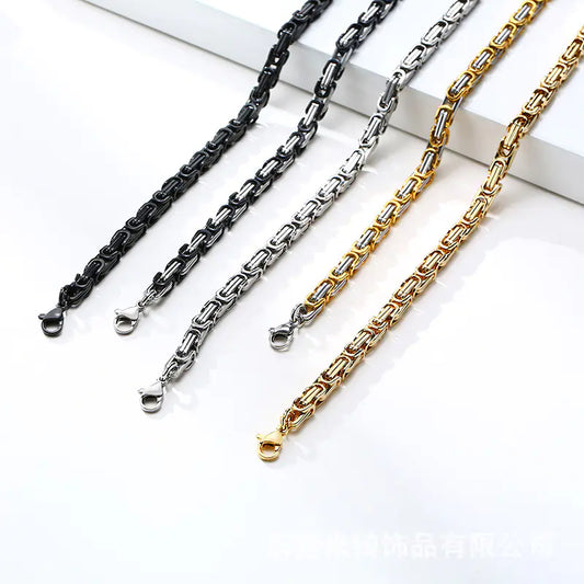 Style Loft Collection Handcrafted 304 Stainless Steel Byzantine Chain