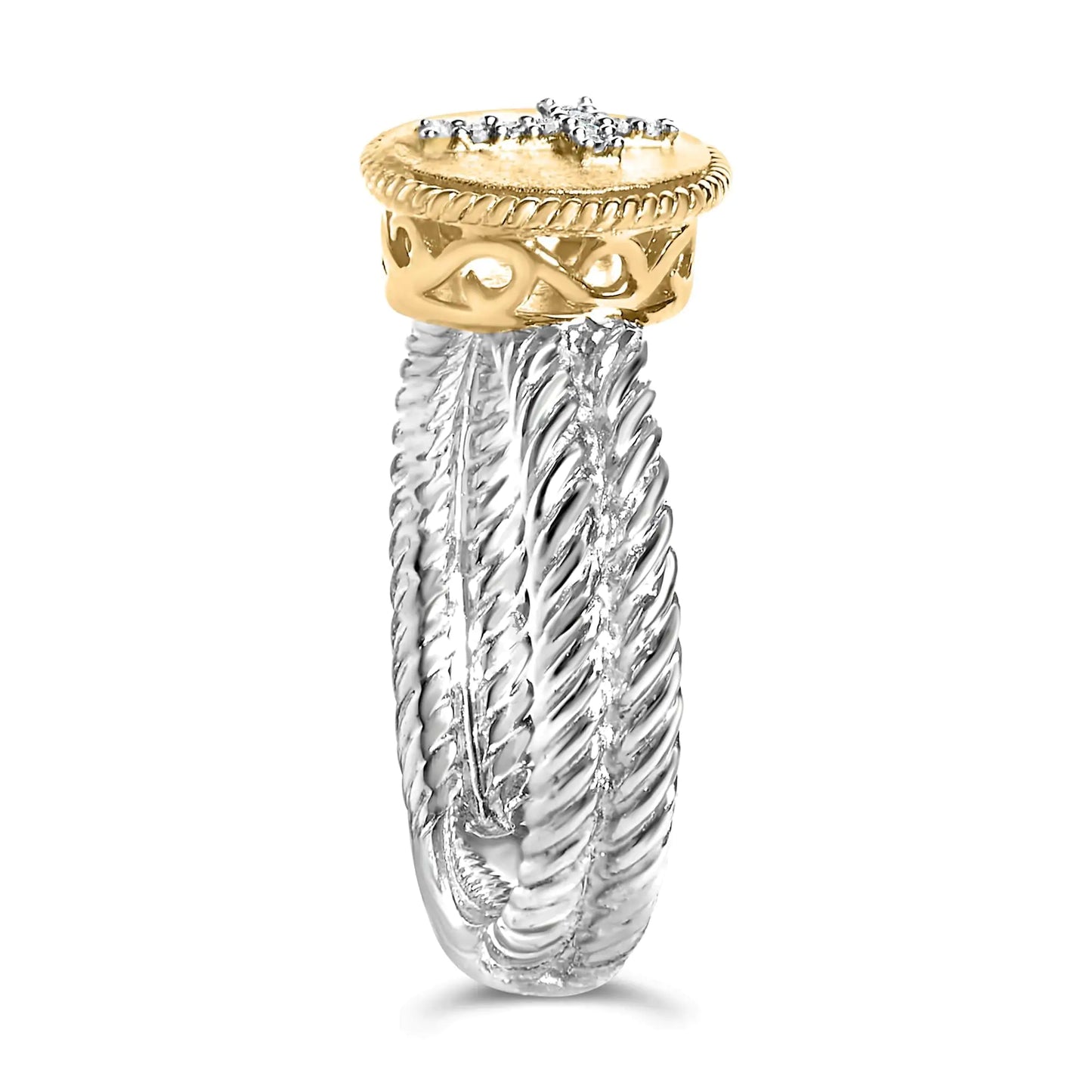 Style Loft Collection Cross Ring 18K Yellow Gold Plated .925 Sterling Silver Diamond with Satin Finish (I-J Color, SI1-SI2 Clarity)