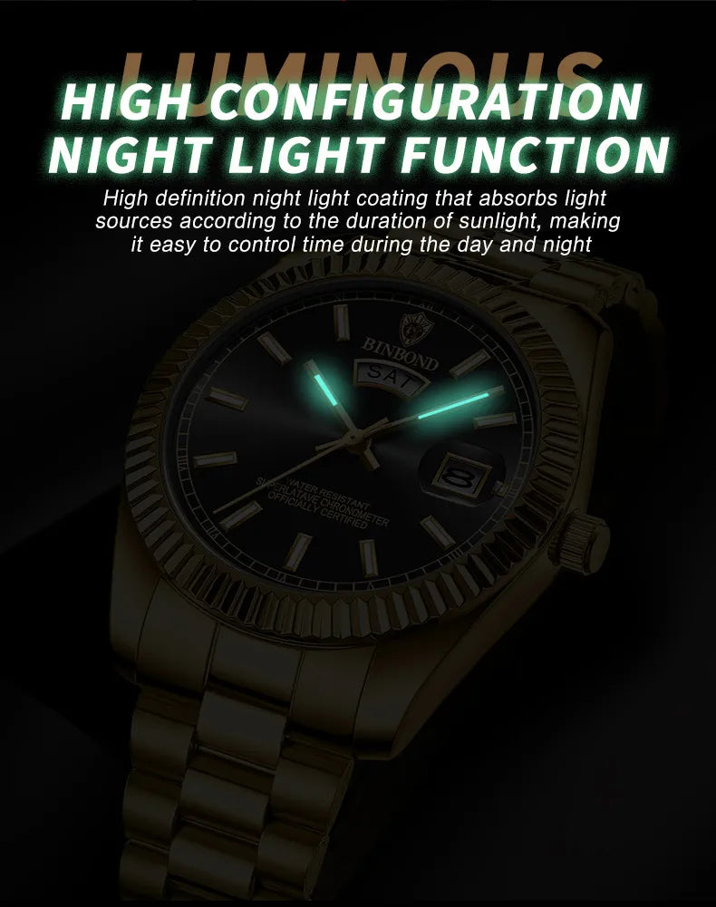 Style Loft Collection Plan-les-Ouates Steel Belt Waterproof Double Calendar Luminous Watch