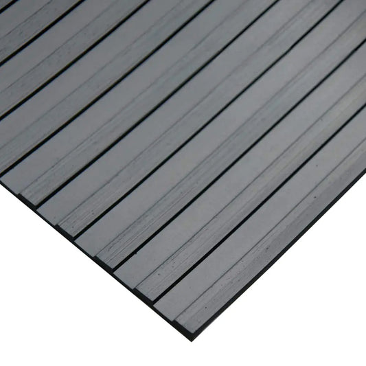 Style Loft Collection Rubber Wide Rib Corrugated 3 mm Thick 4ft x 8ft Black Floor Mat