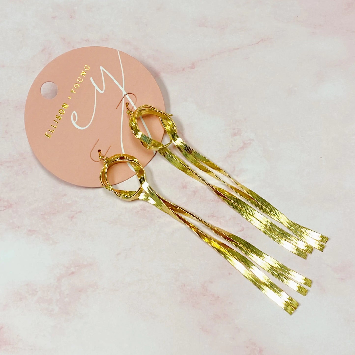 Style Loft Collection 18kt Herringbone Chain Drop Earrings