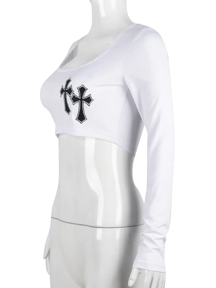Style Loft Collection Double Cross Embroidered Crop Top