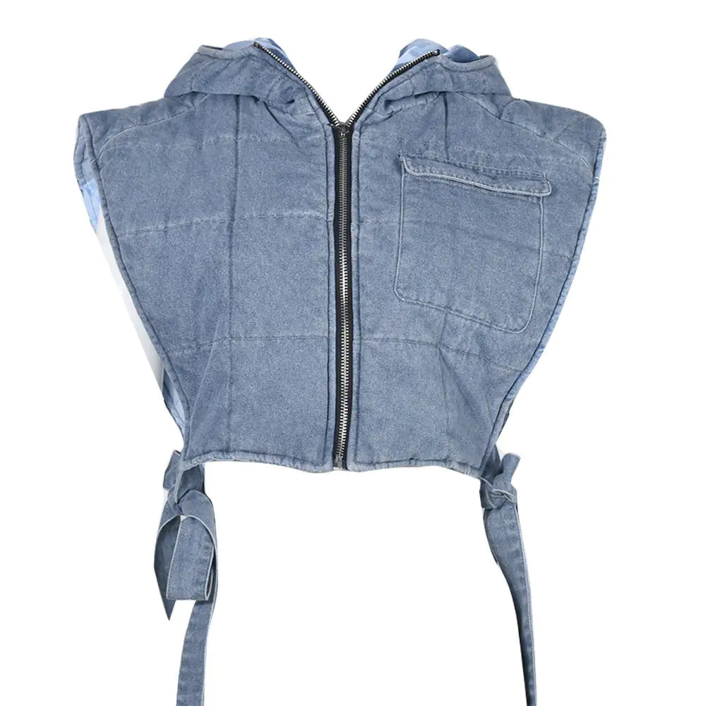 Style Loft Collection Hooded Denim Vest Jacket