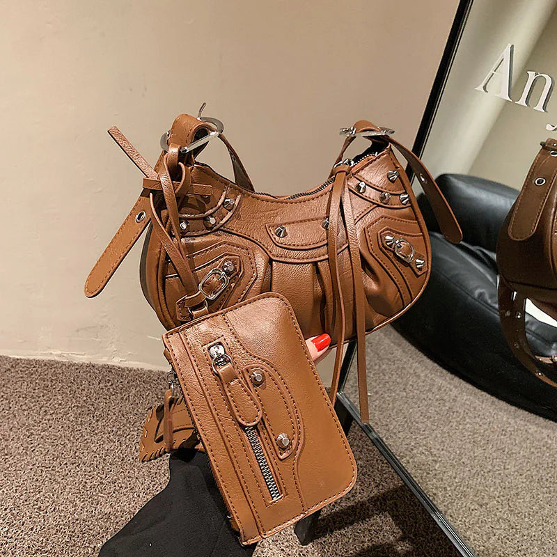 Style Loft Collection Rivet Locomotive Shoulder Bag
