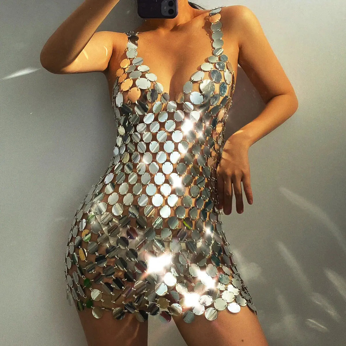 Style Loft Collection Round Sequins Body Chain Dress