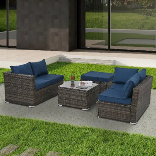 Style Loft Collection All-Weather Wicker Patio Set with Glass Table