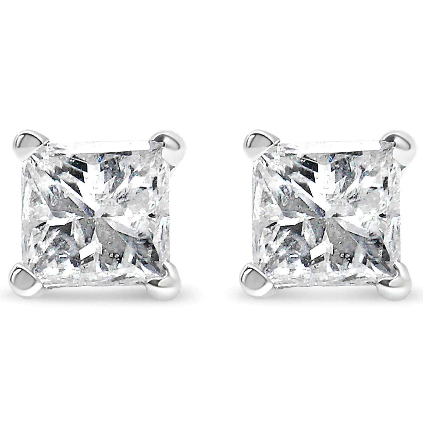 Style Loft Collection Solitaire 14K White Gold 3/8 Ctw Lab Grown Princess-Cut Diamond 4-Prong Stud Earrings (VS1-VS2 Clarity, F-G Color)