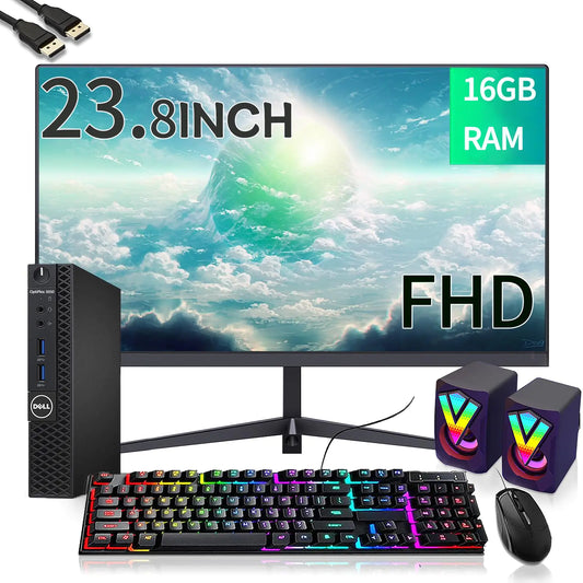 Style Loft Collection x Dell OptiPlex 3050 Micro PC Desktop Mini Computer with 23.8in FHD Monitor Core i5-7500T 16GB RAM 512GB SSD RJ-45/LAN DisplayPort HDMI Windows 10 Pro (Renewed)
