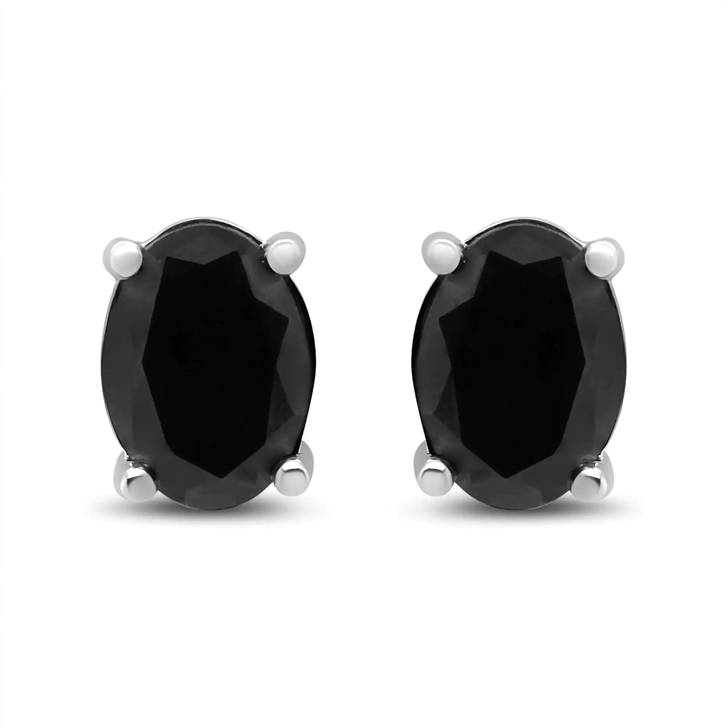Style Loft Collection Black Diamond 14K White Gold 1/2 Ctw Round Brilliant-Cut Classic 4-Prong Stud Earrings with Screw Backs (Fancy Color-Enhanced, I2-I3 Clarity)