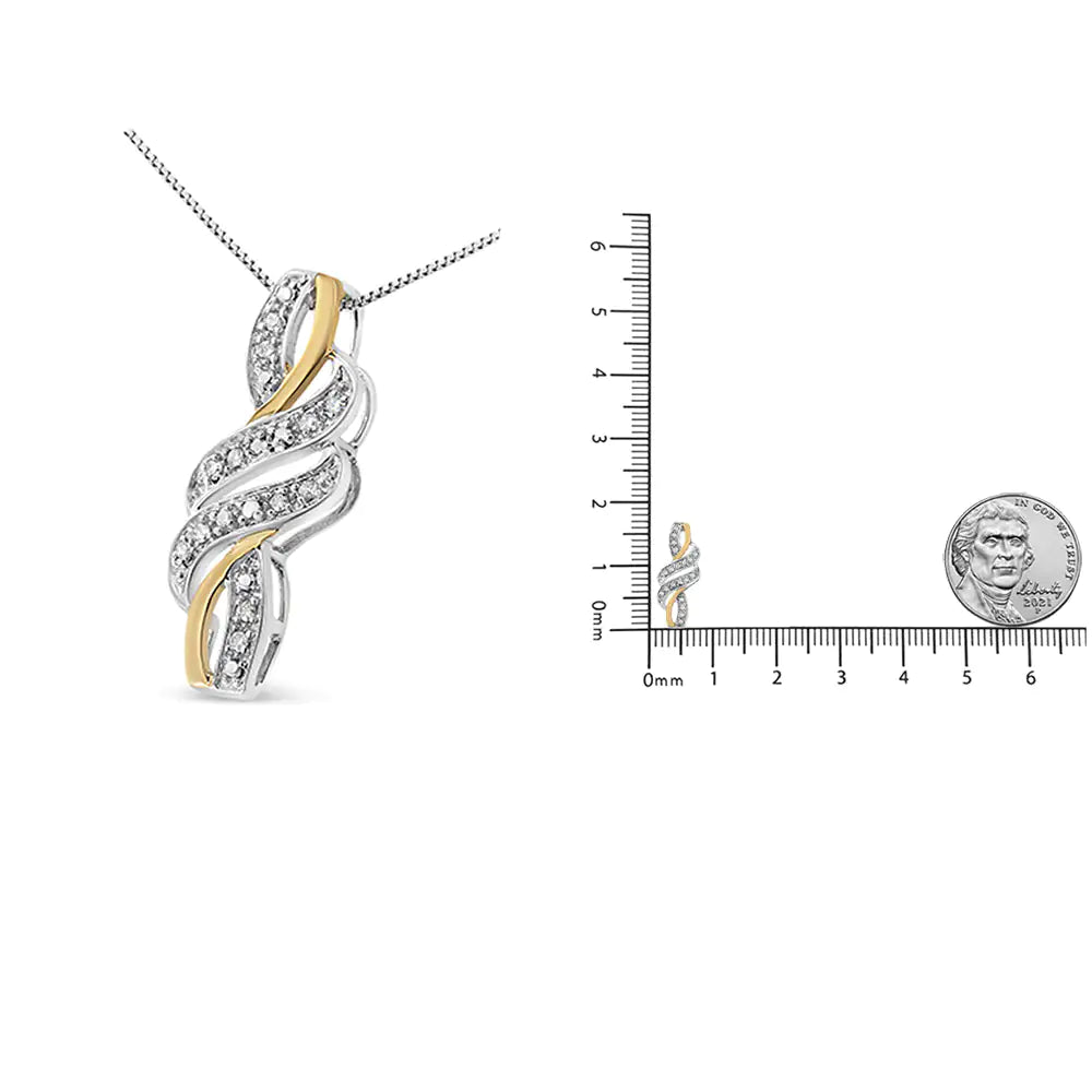 Style Loft Collection Cross Bypass 14K Yellow Gold Plated .925 Sterling Silver Round-Cut Diamond Accent 18" Pendant Necklace (H-I Color, I2-I3 Clarity)