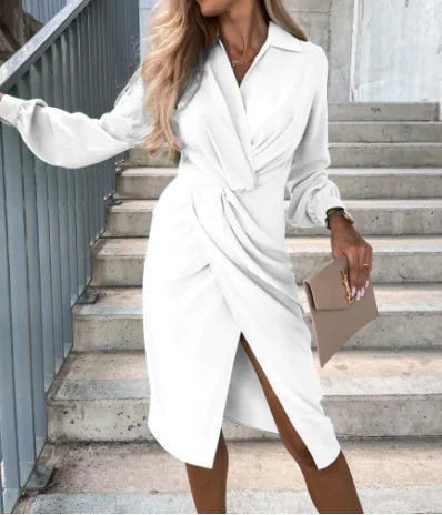 Style Loft Collection Lady In The Streets But A... Long Sleeve V-Neck Slit Hem Dress