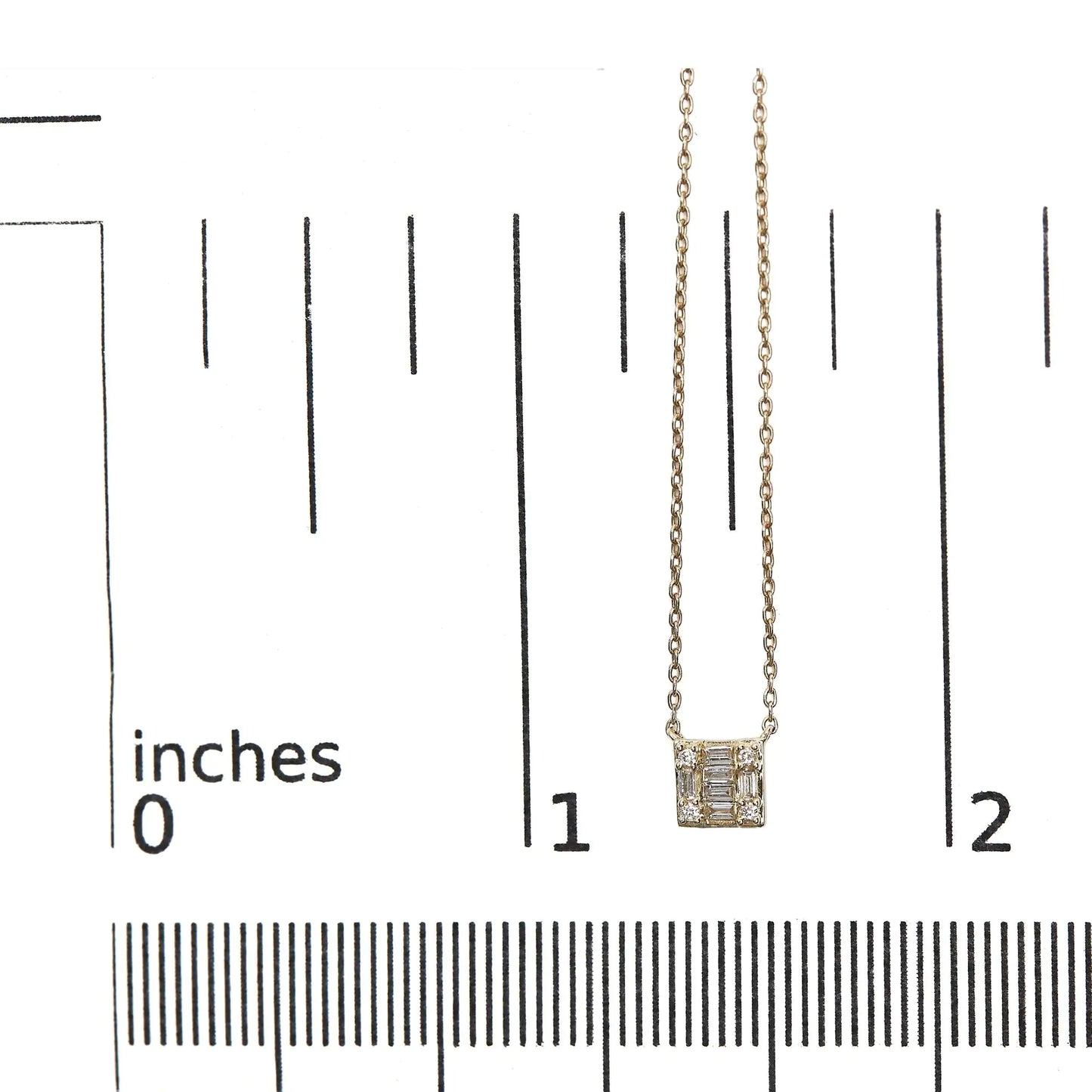 Style Loft Collection 10K Yellow Gold 1/10 Ctw Round and Baguette Diamond Mosaic Composite Square 18" Inch Pendant Necklace (H-I Color, I1-I2 Clarity)