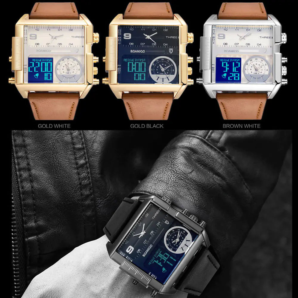 Style Loft Collection TempoLusso Triple Zone LED Leather Watch