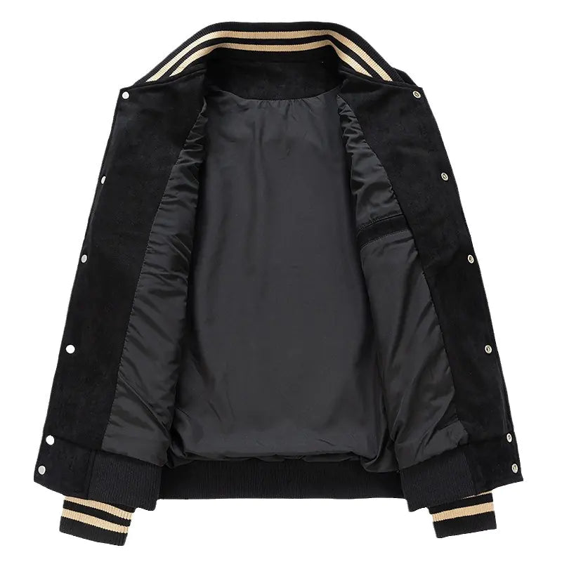 Style Loft Collection Hoboken Suede Logo Embroidered Lightweight Baseball Jacket