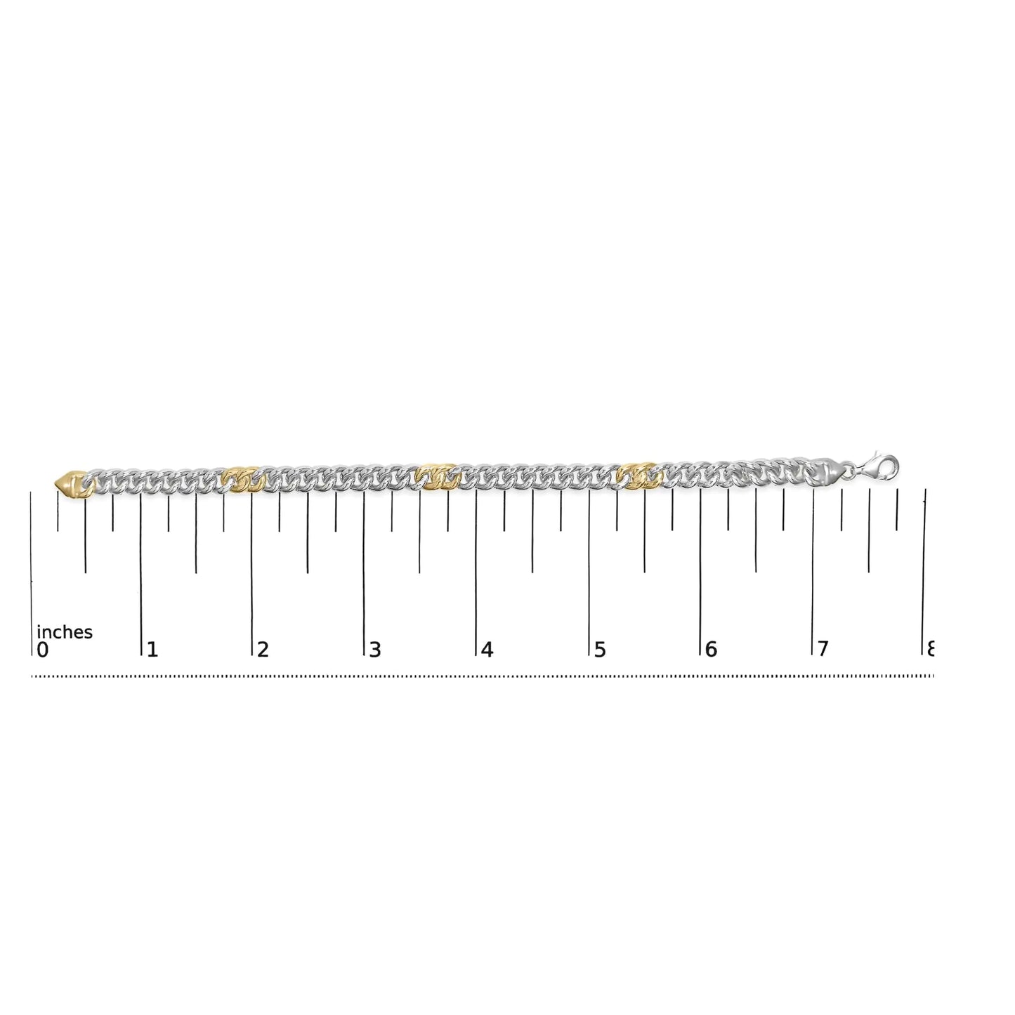 Style Loft Collection Curb Chain 10K Yellow Gold Plated .925 Sterling Silver 1/5 Ctw Diamond Bracelet (J-K Color, I2-I3 Clarity) - 7.5 Inches