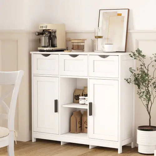 Style Loft Collection Versatile White Storage Cabinet with Shelves and Drawers