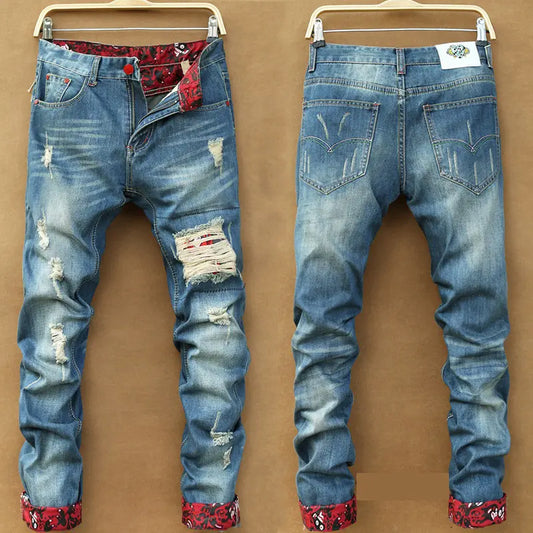 Style Loft Collection Ripped Red Cuffed Denim Jeans