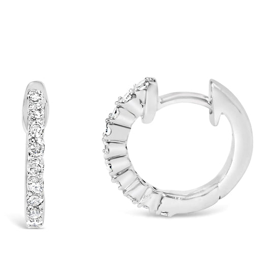 Style Loft Collection .925 Sterling Silver 1/6 Ctw Diamond Petite Hoop Earrings (I-J Color, I2-I3 Clarity)