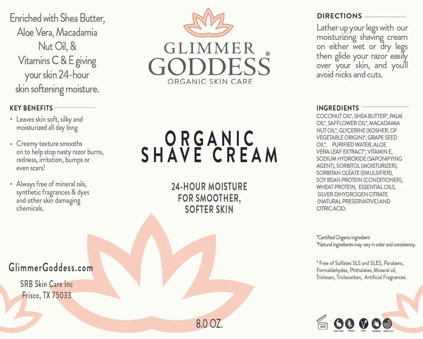 Style Loft Collection Organic Shave Cream w/Aloe, Coconut Oil & Shea Butter
