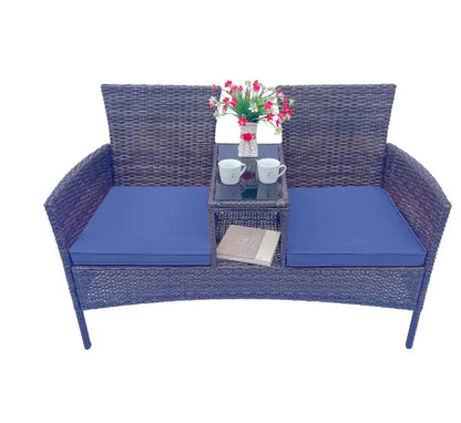 Style Loft Collection Rattan Garden Lounge Set with Glass Table