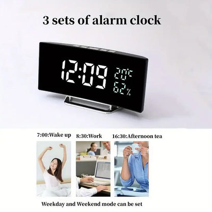 Style Loft Collection HomeLoft 5th Dimension Muthoni Curved LED Alarm Clock with Temperature & Humidity Display