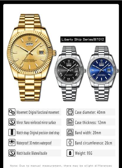 Style Loft Collection Plan-les-Ouates Steel Belt Waterproof Double Calendar Luminous Watch
