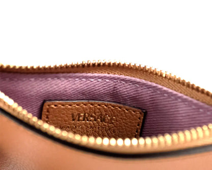Style Loft Collection x Versace Medusa Leather Caramel Key Ring Card Case Wallet