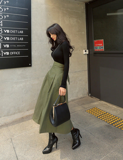 Style Loft Collection Vita Army Green Mid-Length Skirt