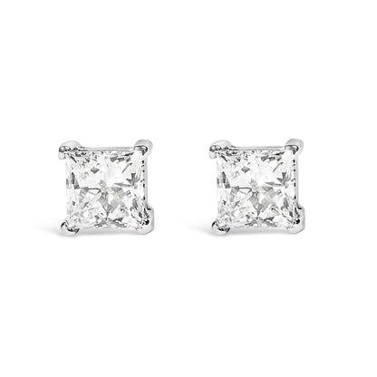 Style Loft Collection Solitaire 14K White Gold 3/8 Ctw Lab Grown Princess-Cut Diamond 4-Prong Stud Earrings (VS1-VS2 Clarity, F-G Color)